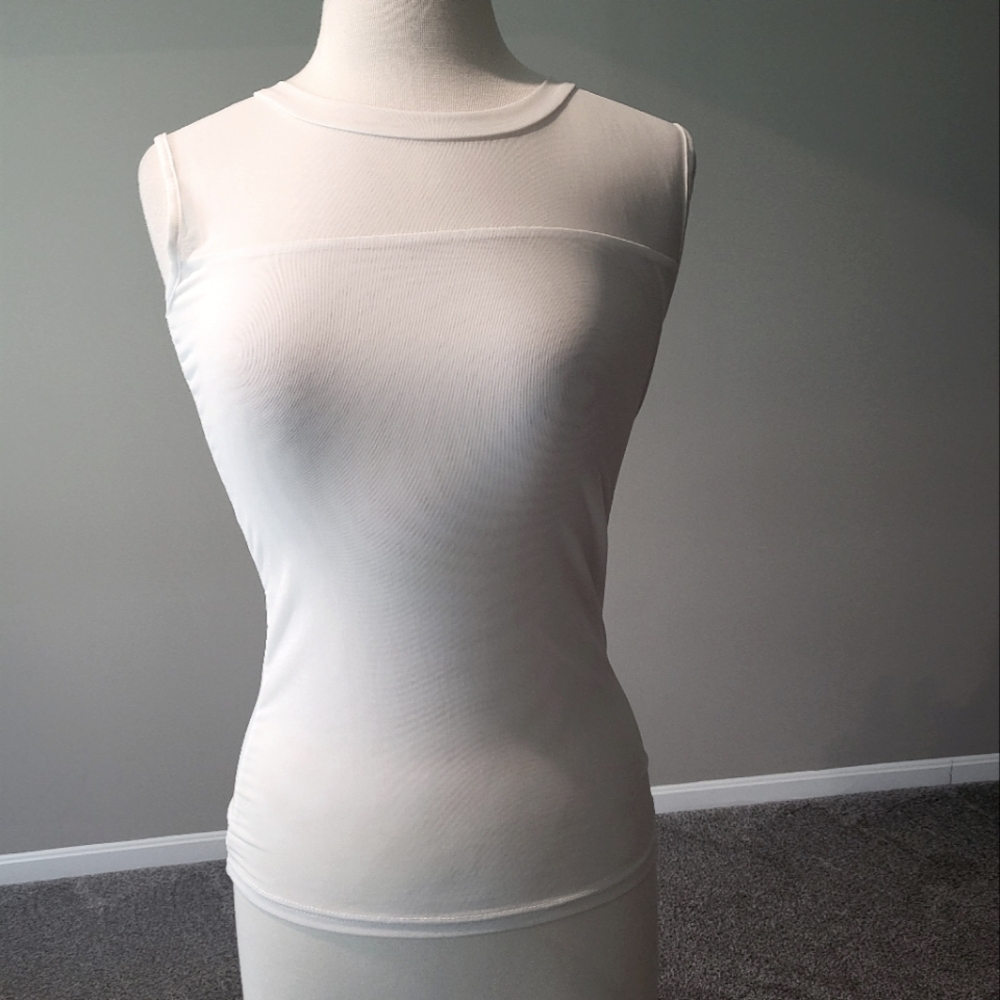 Adore – White Sheer Panel Tank/Top (Size S)